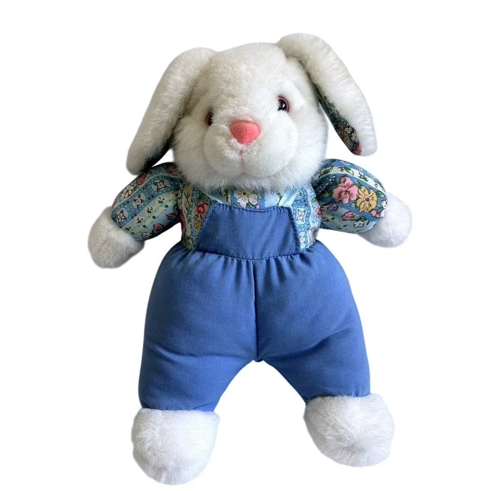 Rare Vintage 90's International Silver Co Plush Bunny Rabbit Floral Print Easter